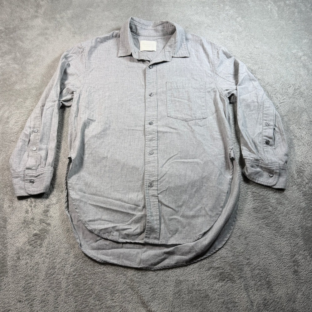 Citizens of Humanity Button Up Shirt Mens XS Gray Long Sleeve Cotton Curve Hem